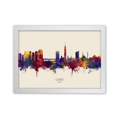 Cairo Egypt Skyline Autumn City Name Art Print by Michael Tompsett White Grain