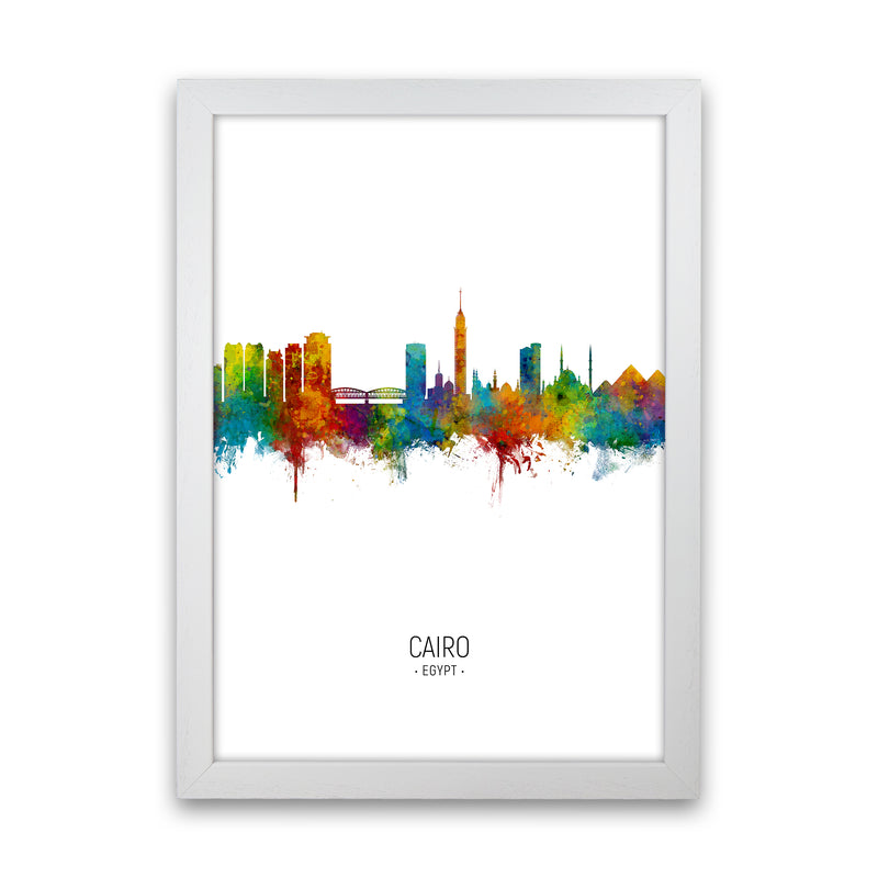 Cairo Egypt Skyline Portrait Art Print by Michael Tompsett White Grain