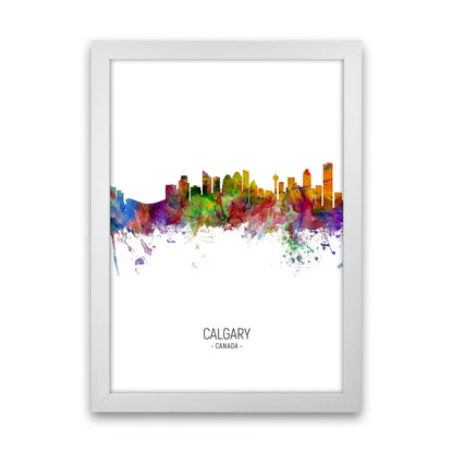 Calgary Canada Skyline Portrait Art Print by Michael Tompsett White Grain