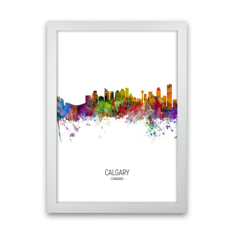 Calgary Canada Skyline Portrait Art Print by Michael Tompsett White Grain