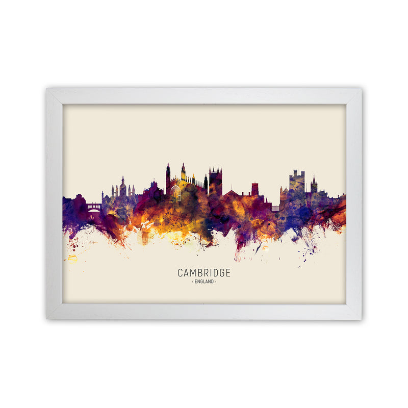 Cambridge England Skyline Autumn City Name Art Print by Michael Tompsett White Grain