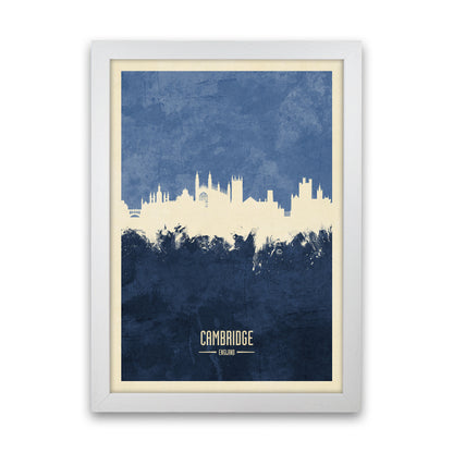 Cambridge England Skyline Portrait Navy Art Print by Michael Tompsett White Grain