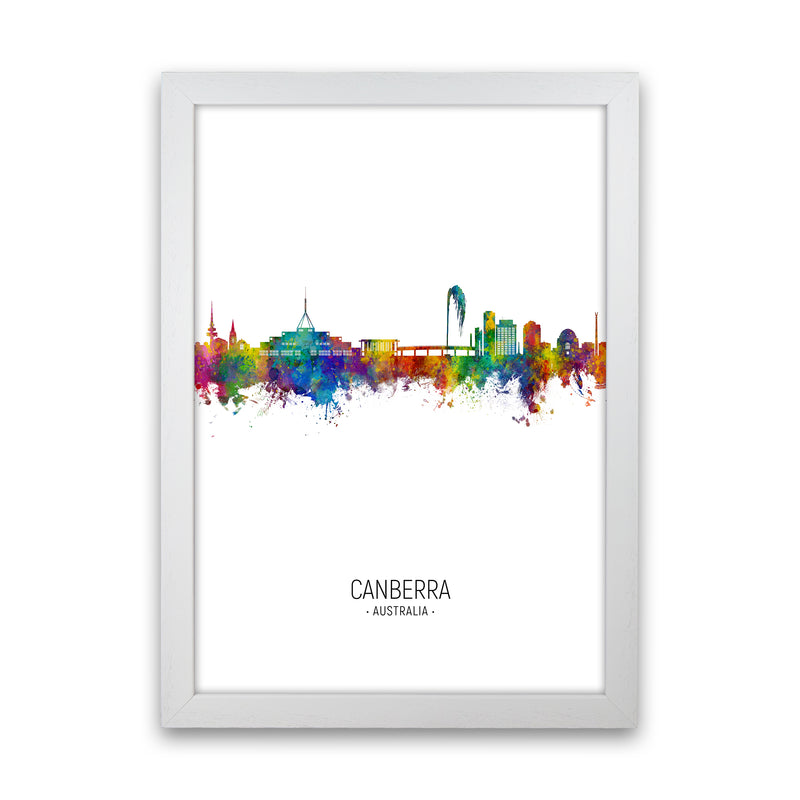 Canberra Australia Skyline Portrait Art Print by Michael Tompsett White Grain