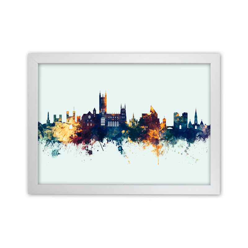 Canterbury England Skyline Blue Orange Art Print by Michael Tompsett White Grain