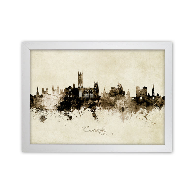Canterbury England Skyline Vintage Art Print by Michael Tompsett White Grain