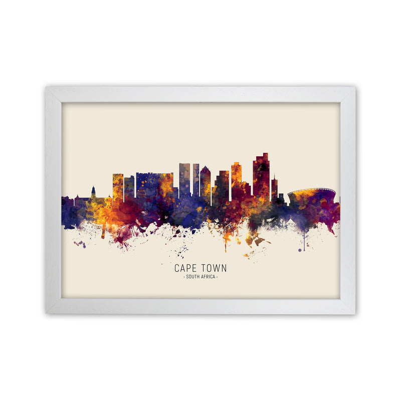 Cape Town South Africa Skyline Autumn City Name Art Print by Michael Tompsett White Grain
