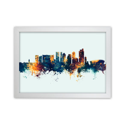 Cape Town South Africa Skyline Blue Orange Art Print by Michael Tompsett White Grain