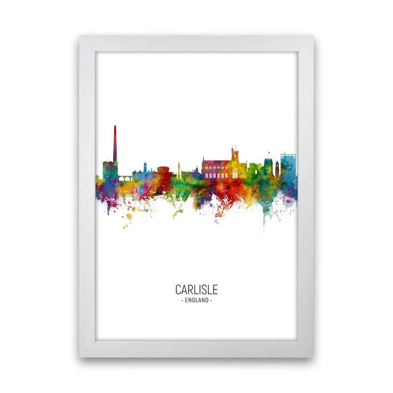 Carlisle England Skyline Portrait Art Print by Michael Tompsett White Grain