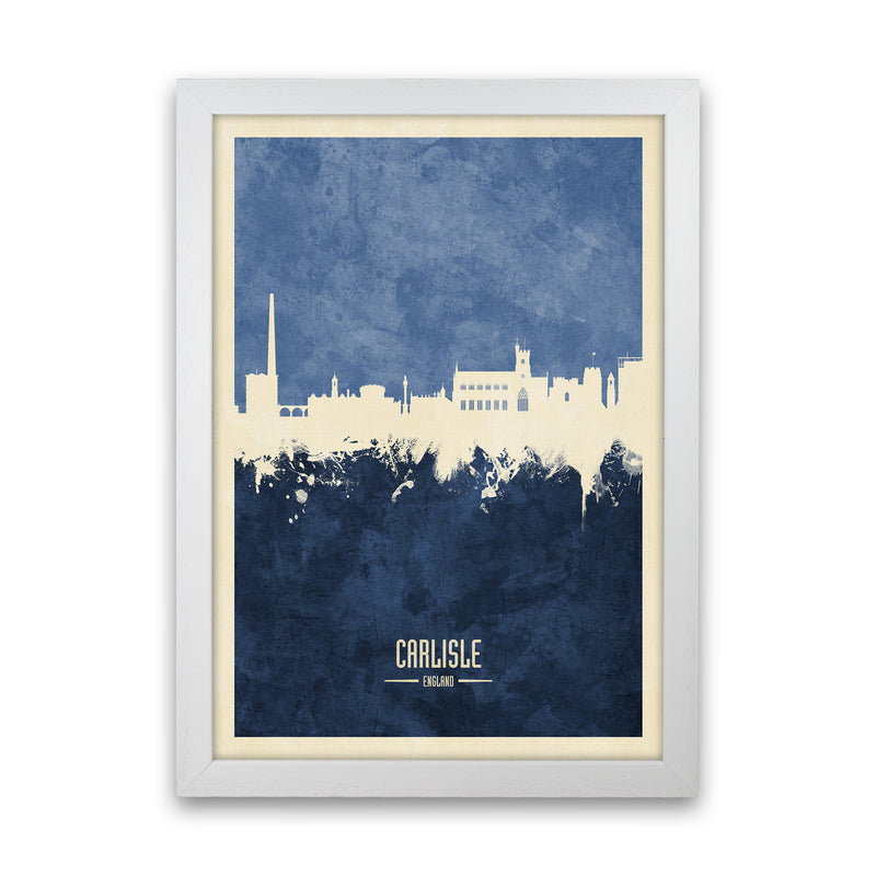 Carlisle England Skyline Portrait Navy Art Print by Michael Tompsett White Grain