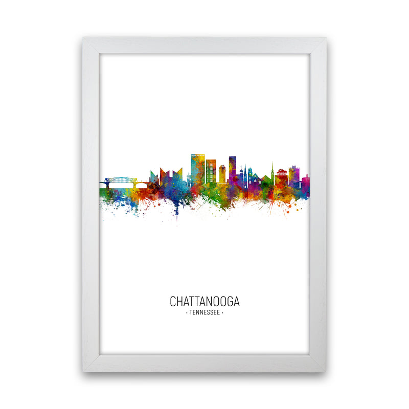 Chattanooga Tennessee Skyline Portrait Art Print by Michael Tompsett White Grain