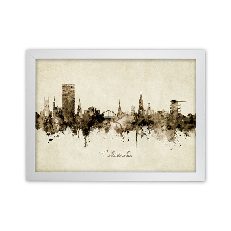 Cheltenham England Skyline Vintage Art Print by Michael Tompsett White Grain