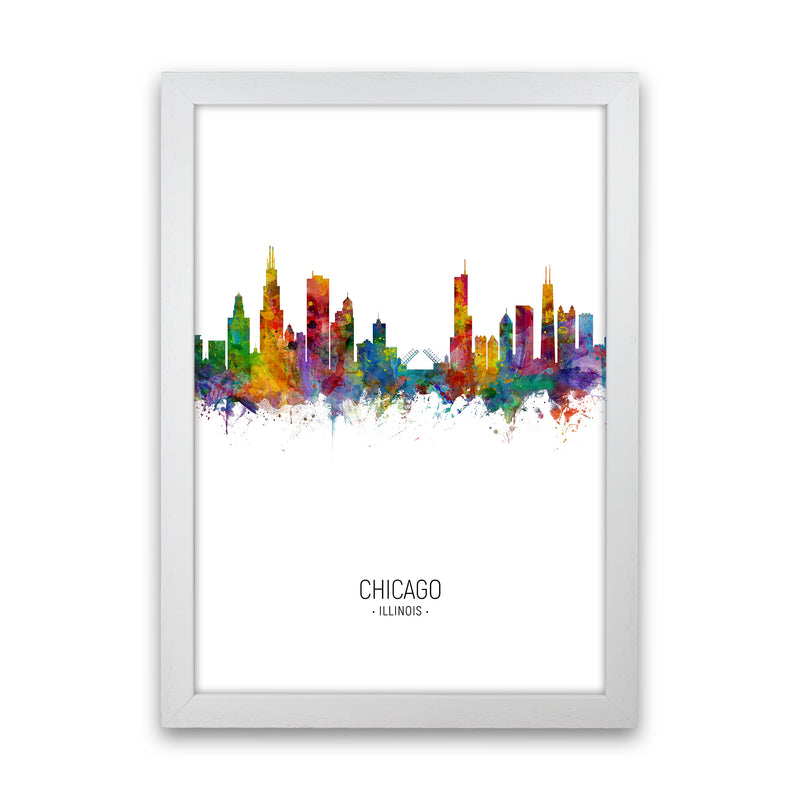 Chicago Illinois Skyline Portrait Art Print by Michael Tompsett White Grain