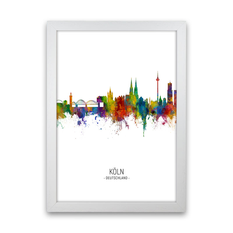 Cologne Germany Skyline Portrait Art Print by Michael Tompsett White Grain