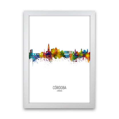 Cordoba Spain Skyline Portrait Art Print by Michael Tompsett White Grain