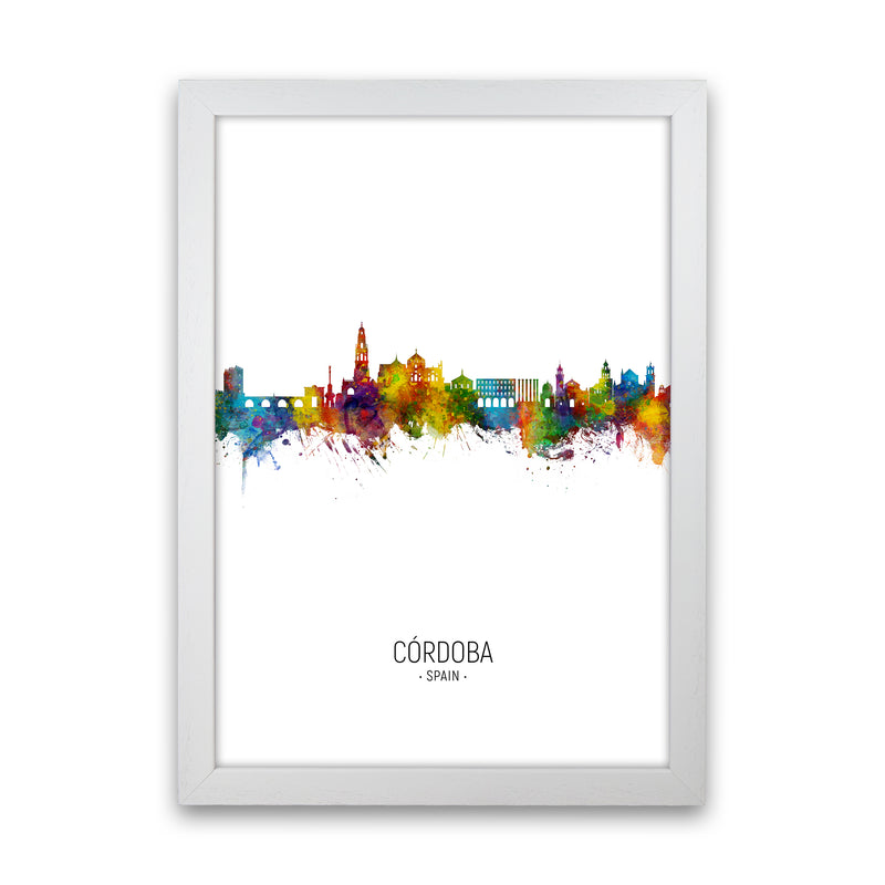 Cordoba Spain Skyline Portrait Art Print by Michael Tompsett White Grain