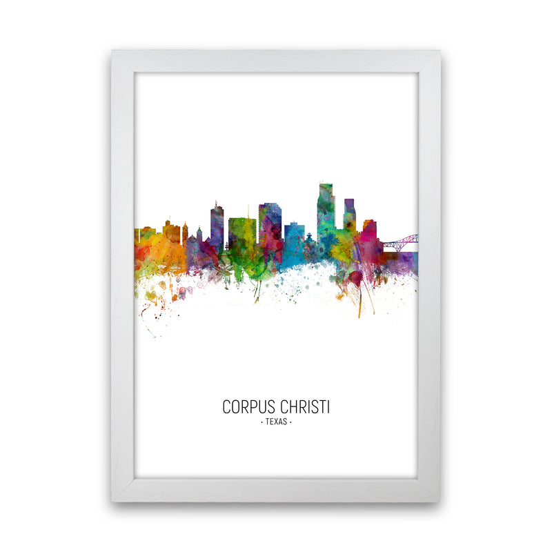 Corpus Christi Texas Skyline Portrait Art Print by Michael Tompsett White Grain