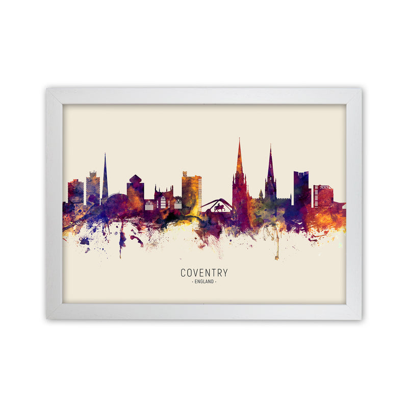 Coventry England Skyline Autumn City Name Art Print by Michael Tompsett White Grain