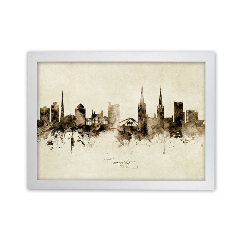 Coventry England Skyline Vintage Art Print by Michael Tompsett White Grain