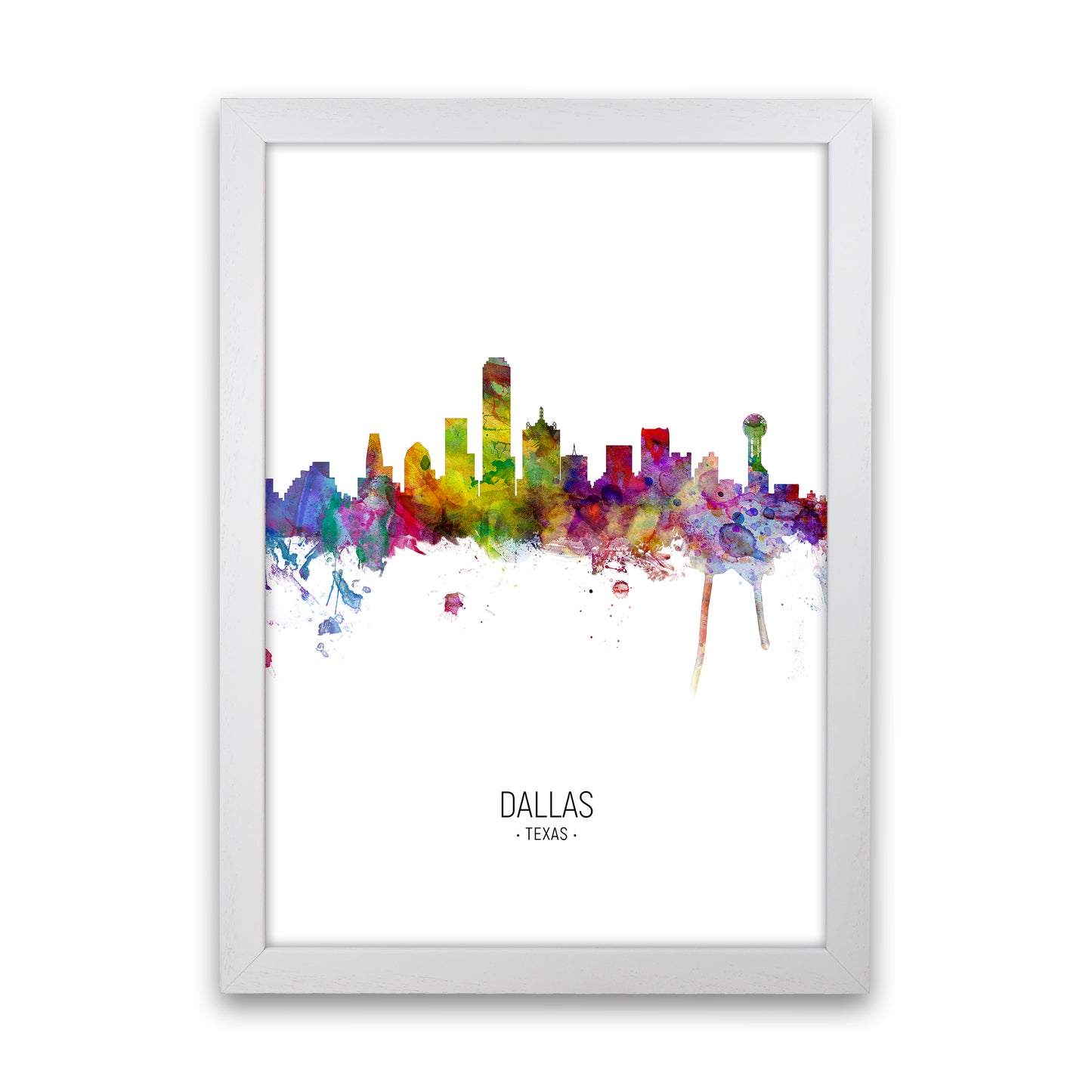 Dallas Texas Skyline Portrait Art Print by Michael Tompsett White Grain