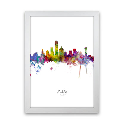 Dallas Texas Skyline Portrait Art Print by Michael Tompsett White Grain