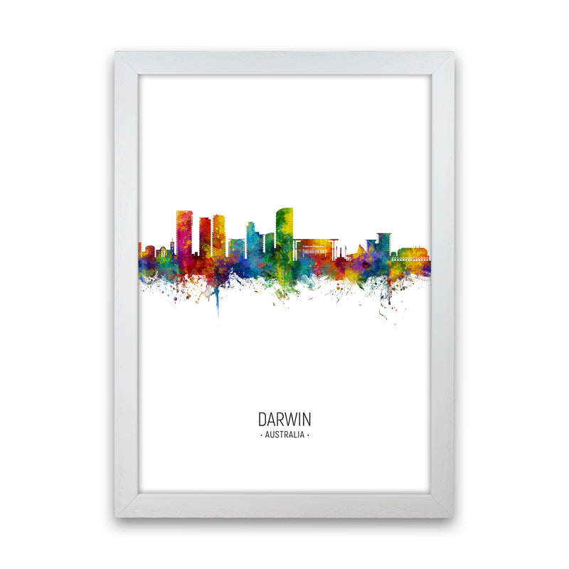 Darwin Australia Skyline Portrait Art Print by Michael Tompsett White Grain