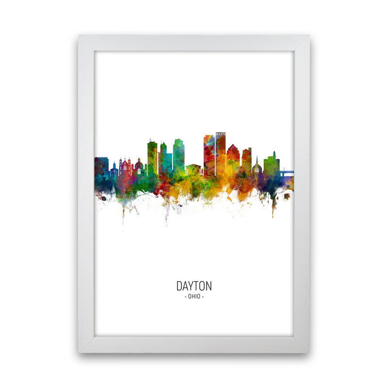Dayton Ohio Skyline Portrait Art Print by Michael Tompsett White Grain