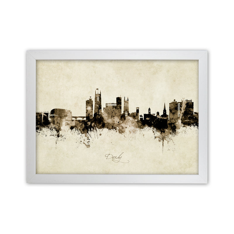 Derby England Skyline Vintage Art Print by Michael Tompsett White Grain