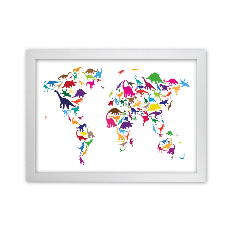 Dinosaur Map Colours Art Print by Michael Tompsett White Grain