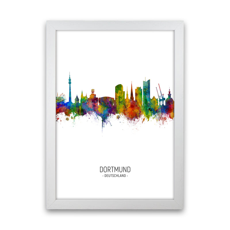 Dortmund Germany Skyline Portrait Art Print by Michael Tompsett White Grain