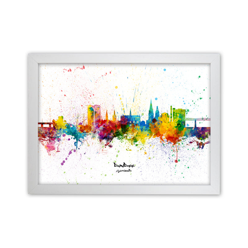 Dundee Scotland Skyline Splash Art Print by Michael Tompsett White Grain