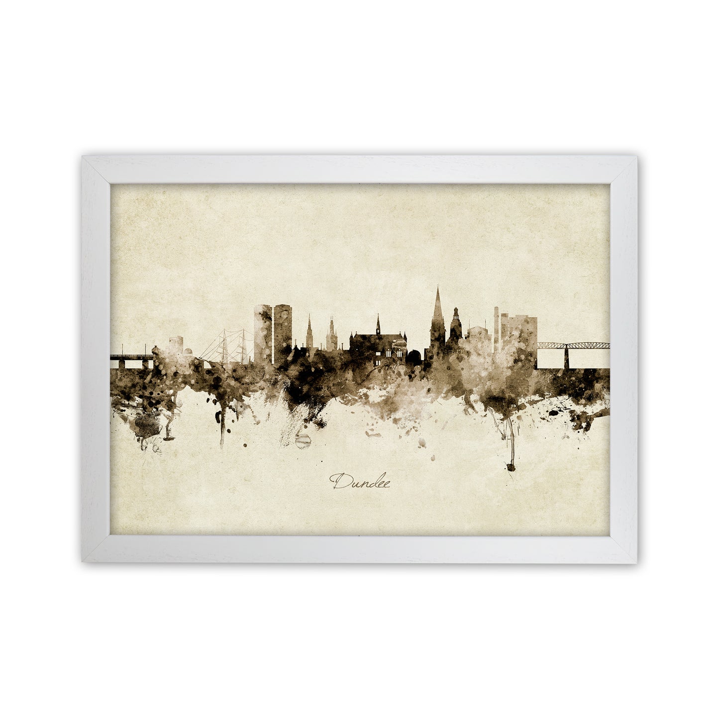 Dundee Scotland Skyline Vintage Art Print by Michael Tompsett White Grain