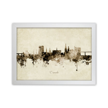 Dundee Scotland Skyline Vintage Art Print by Michael Tompsett White Grain