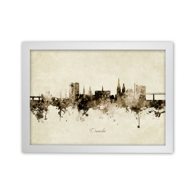 Dundee Scotland Skyline Vintage Art Print by Michael Tompsett White Grain