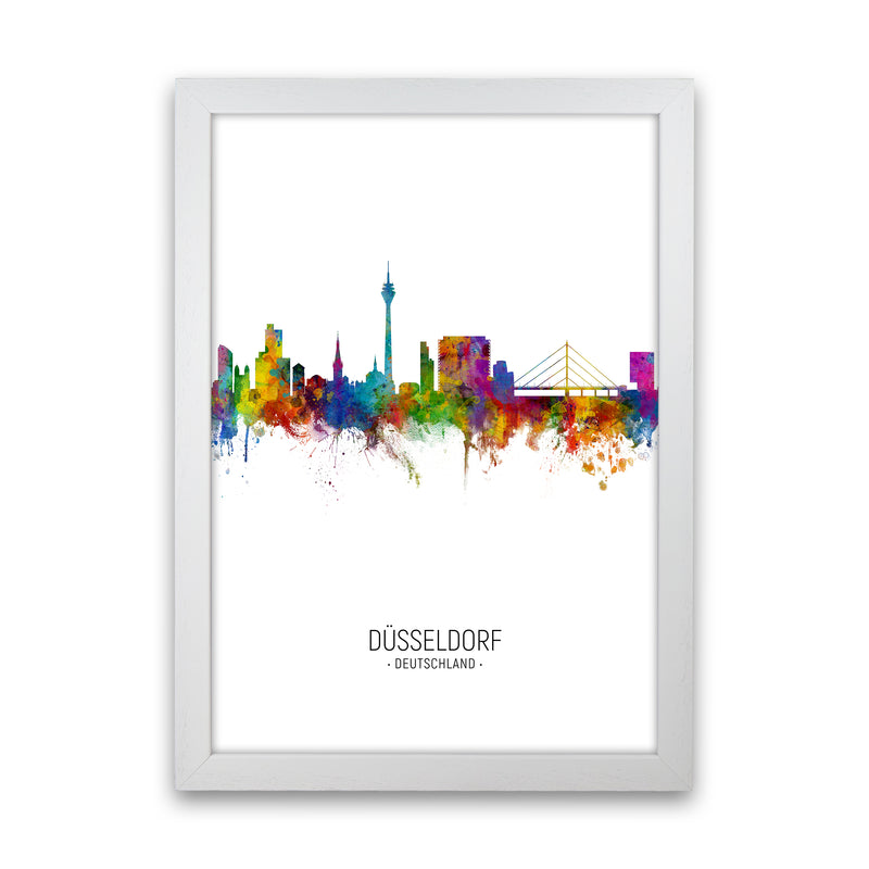 Dusseldorf Germany Skyline Portrait Art Print by Michael Tompsett White Grain