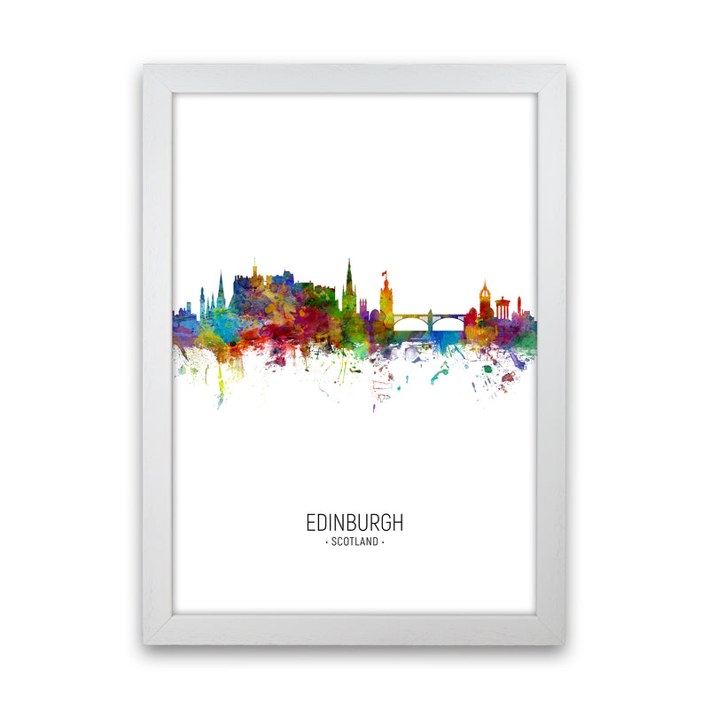 Edinburgh Scotland Skyline Portrait Art Print by Michael Tompsett White Grain