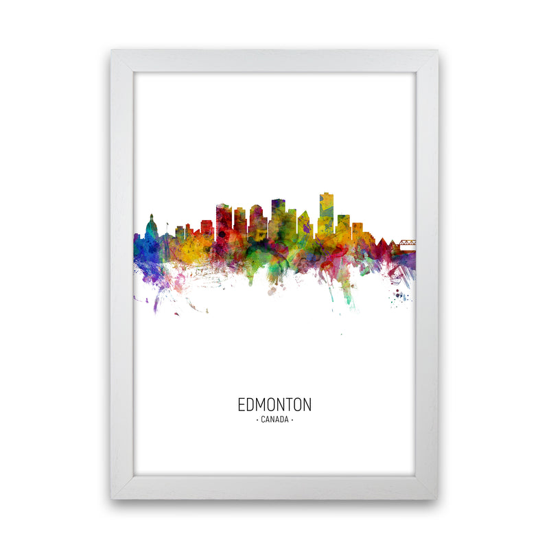 Edmonton Canada Skyline Portrait Art Print by Michael Tompsett White Grain