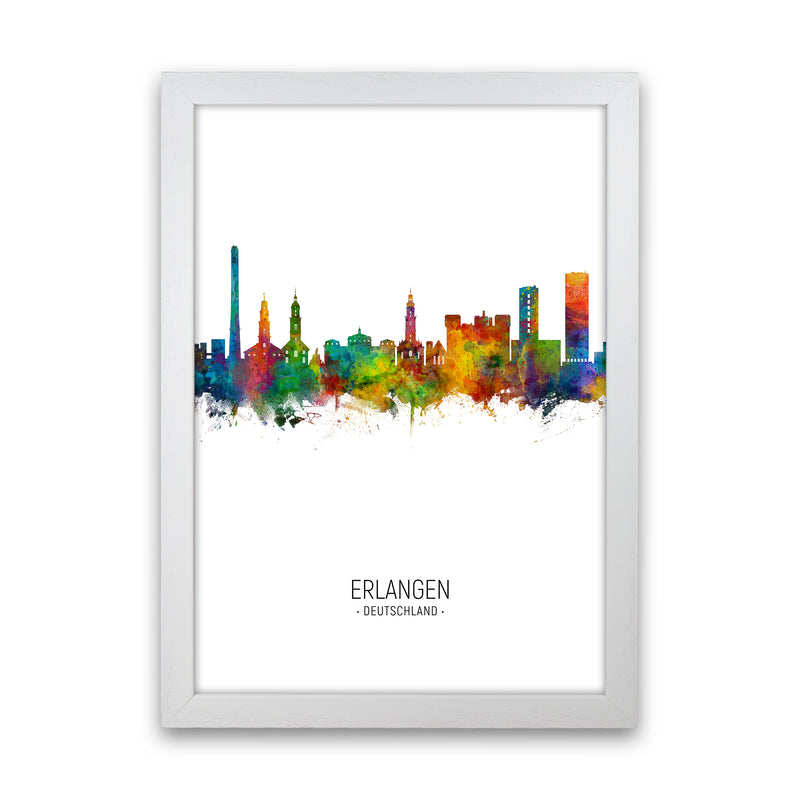 Erlangen Germany Skyline Portrait Art Print by Michael Tompsett White Grain