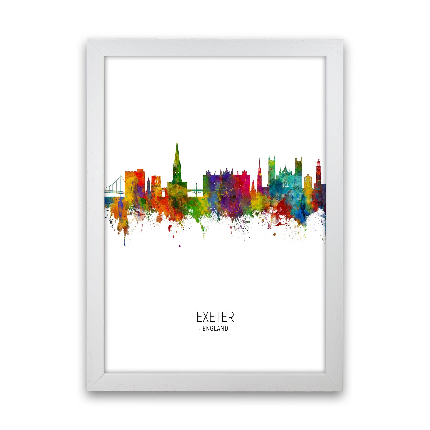 Exeter England Skyline Portrait Art Print by Michael Tompsett White Grain