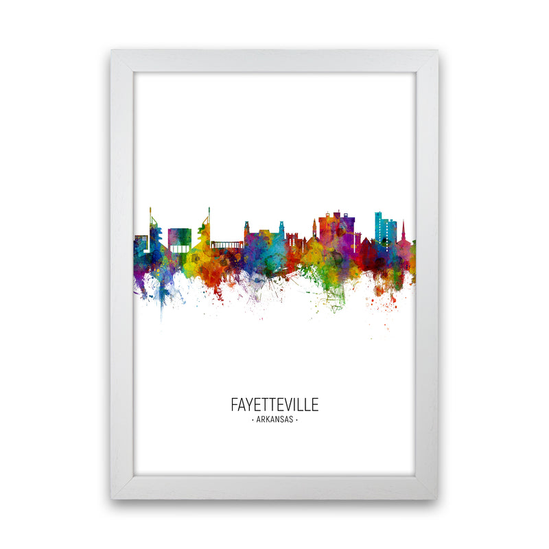 Fayetteville Arkansas Skyline Portrait Art Print by Michael Tompsett White Grain