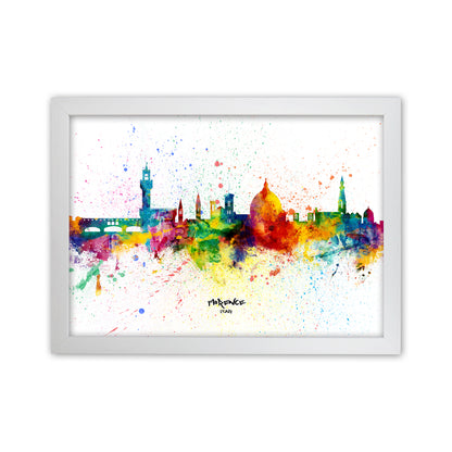 Florence Italy Skyline Splash Art Print by Michael Tompsett White Grain