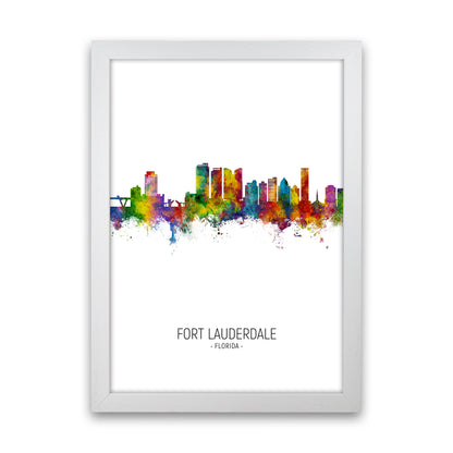 Fort Lauderdale Florida Skyline Portrait Art Print by Michael Tompsett White Grain