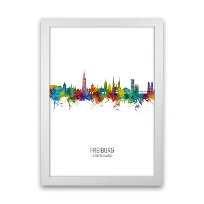 Freiburg Deutschland Skyline Portrait Art Print by Michael Tompsett White Grain