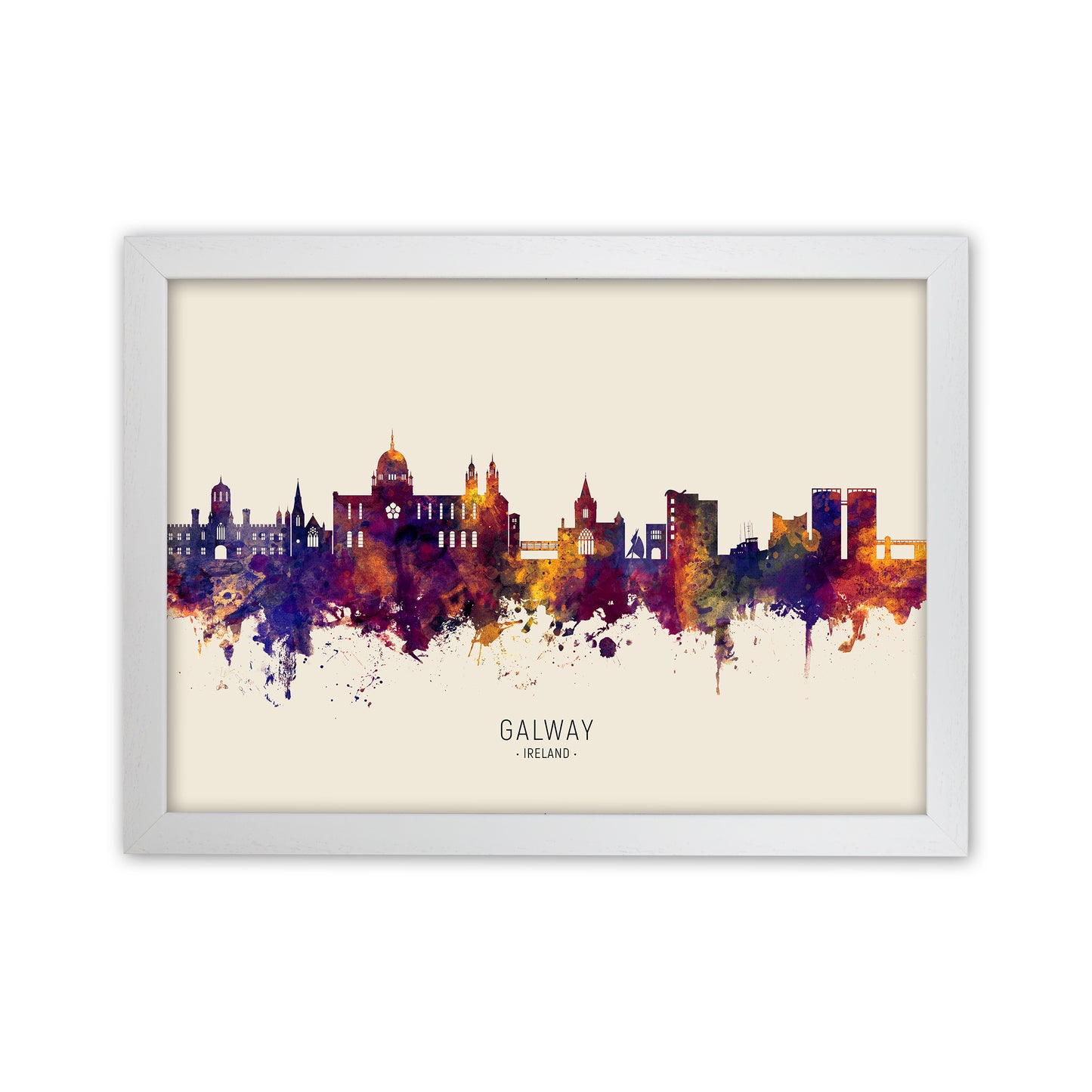 Galway Ireland Skyline Autumn City Name Art Print by Michael Tompsett White Grain