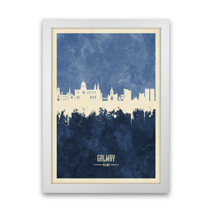 Galway Ireland Skyline Portrait Navy Art Print by Michael Tompsett White Grain