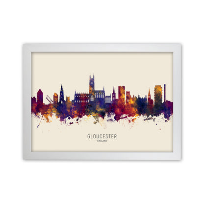 Gloucester England Skyline Autumn City Name Art Print by Michael Tompsett White Grain