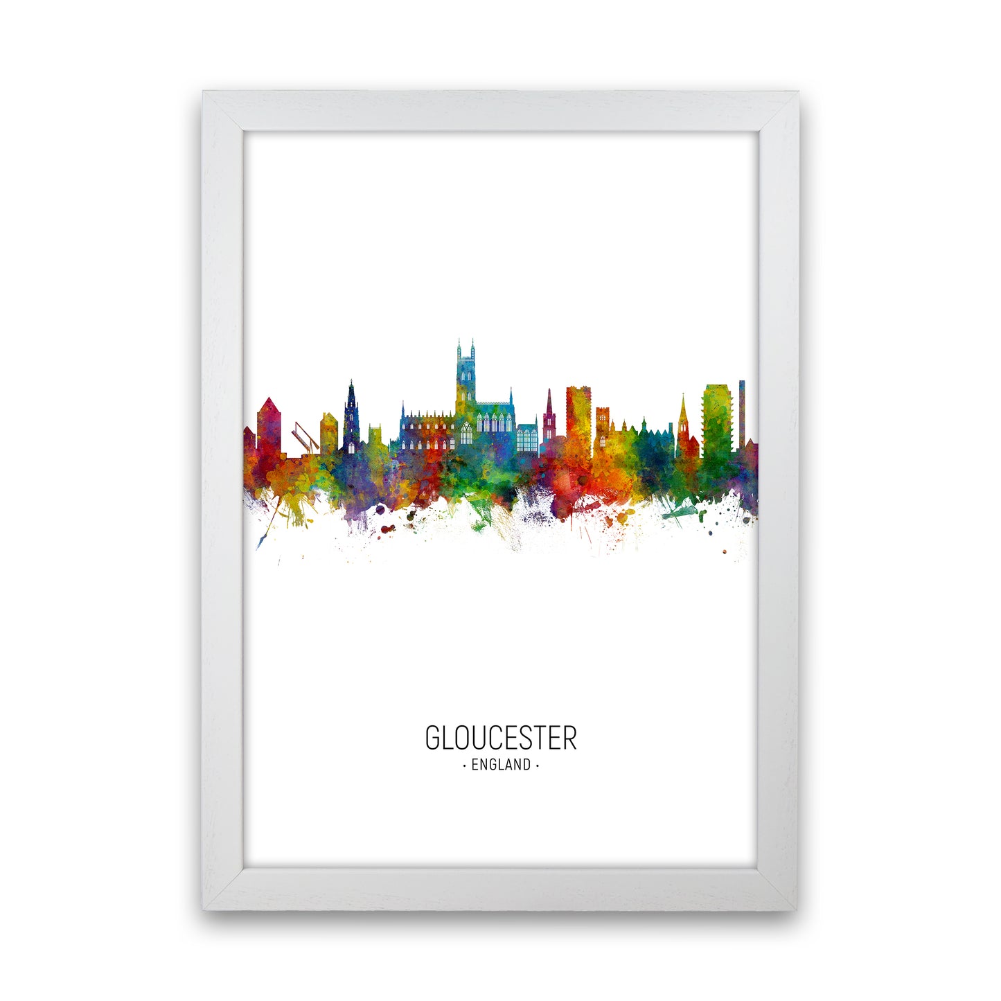 Gloucester England Skyline Portrait Art Print by Michael Tompsett White Grain