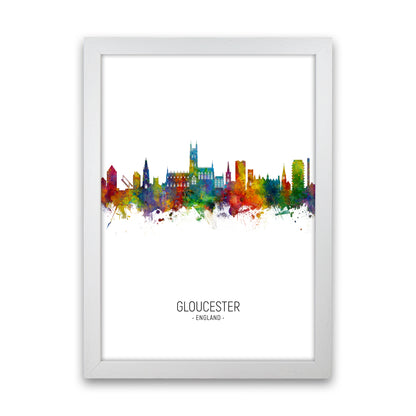 Gloucester England Skyline Portrait Art Print by Michael Tompsett White Grain
