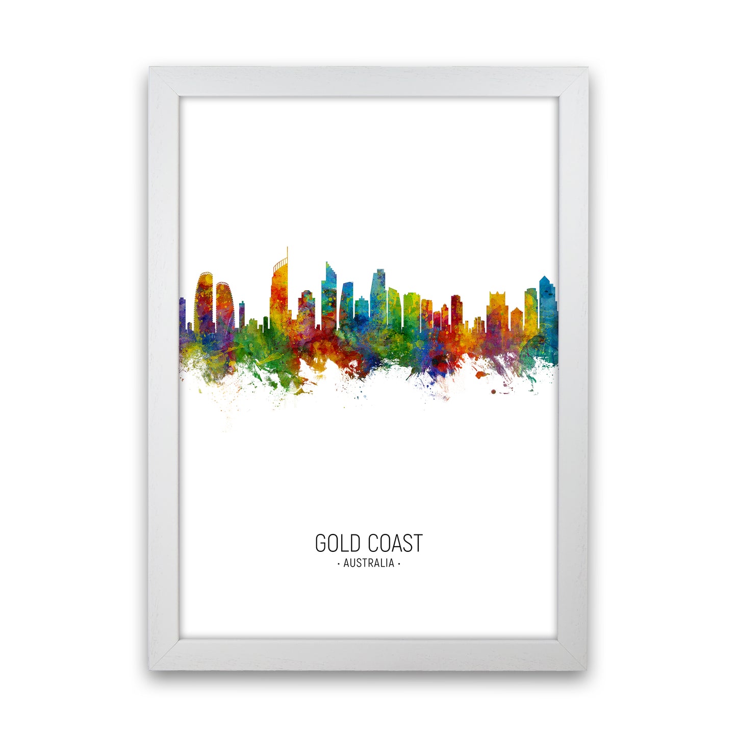 Gold Coast Australia Skyline Portrait Art Print by Michael Tompsett White Grain