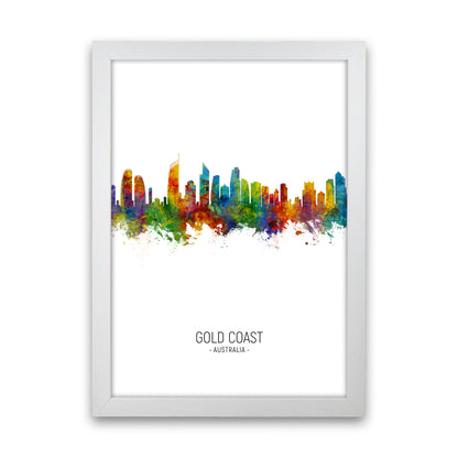 Gold Coast Australia Skyline Portrait Art Print by Michael Tompsett White Grain