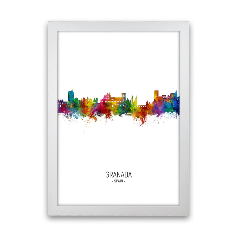 Granada Spain Skyline Portrait Art Print by Michael Tompsett White Grain